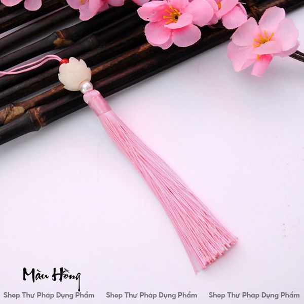 Dây treo tua rua ngọc bội hoa sen treo trang trí