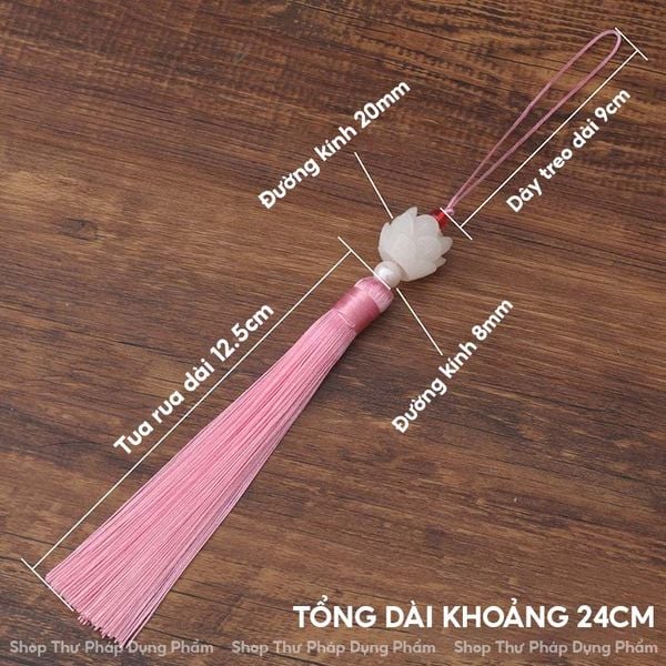 Dây treo tua rua ngọc bội hoa sen treo trang trí