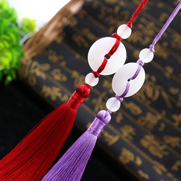 Dây treo tua rua ngọc bội bình an treo trang trí