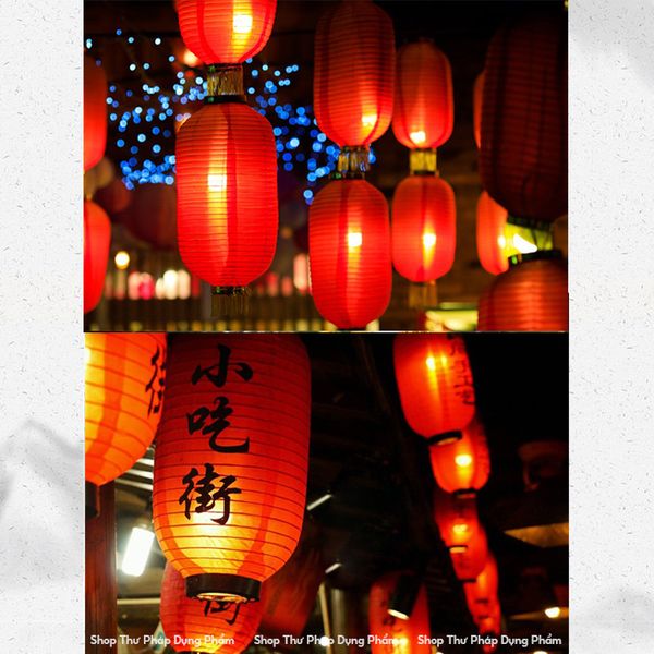 Đèn lồng đỏ dáng dài để ngoài trời trang trí tết, trung thu, sự kiện nhà hàng