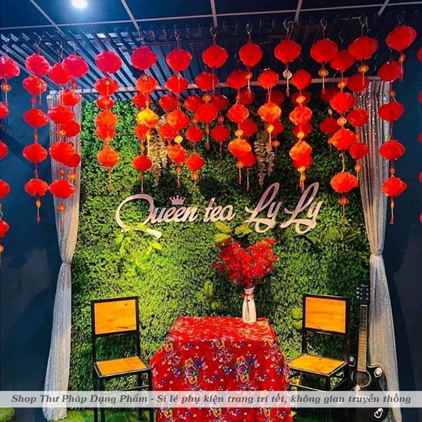 Đèn lồng đỏ nilon chống nước treo trang trí tết, decor không gian truyền thống