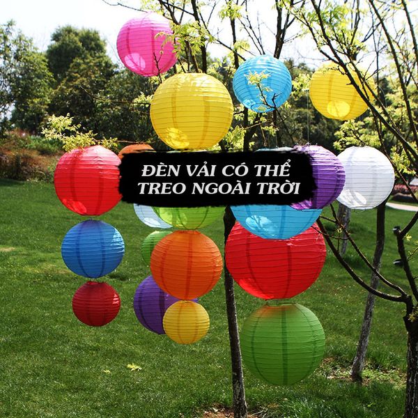 Đèn lồng đỏ chất liệu bằng vải treo trang trí ngoài trời, trong nhà