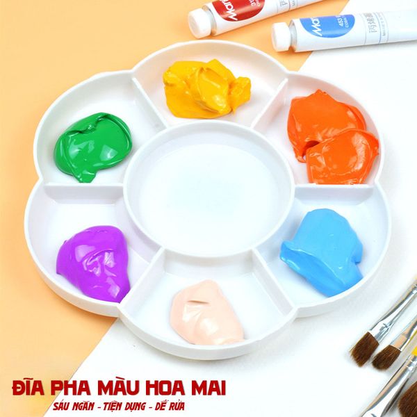 Đĩa pha màu vẽ hoa mai