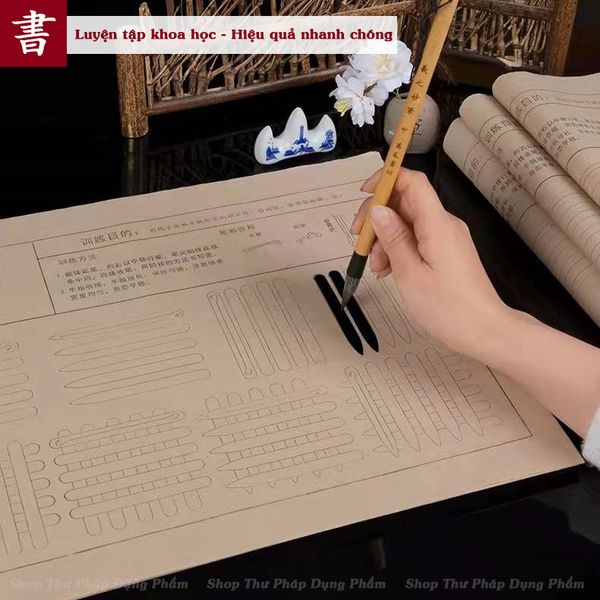 Giấy tập luyện khống chế bút lông luyện nét cơ bản và thực hành viết chữ tiêu chuẩn - Set 120 tờ