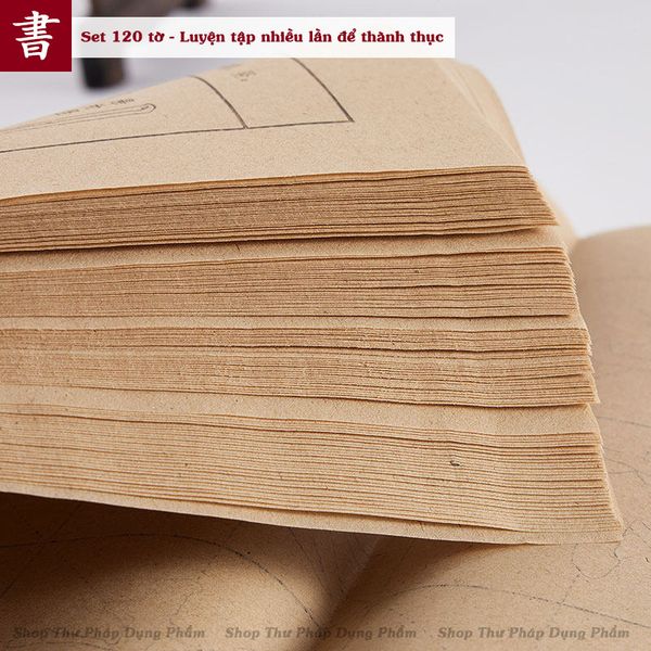 Giấy tập luyện khống chế bút lông luyện nét cơ bản và thực hành viết chữ tiêu chuẩn - Set 120 tờ