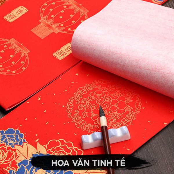 Giấy câu đối đỏ viết thư pháp ngày tết