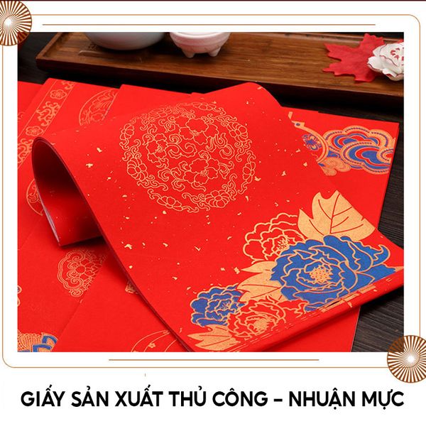 Giấy câu đối đỏ viết thư pháp ngày tết