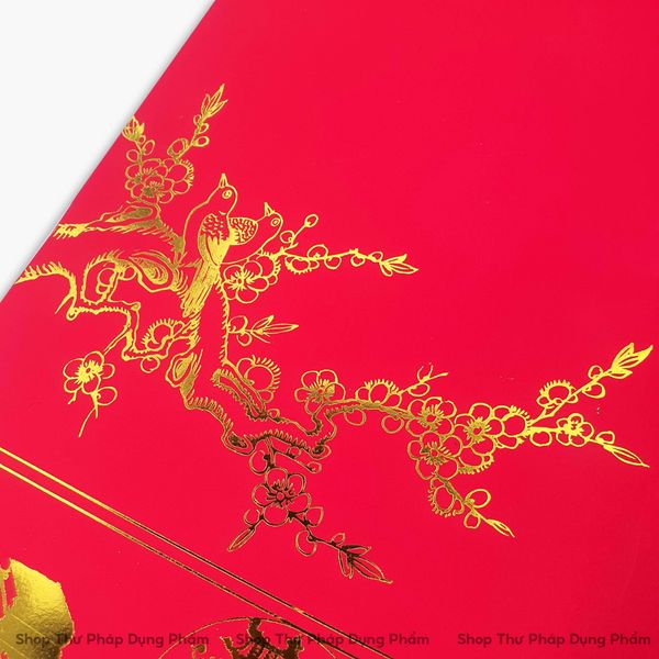 Giấy nhung đỏ, giấy đỏ viết thư pháp