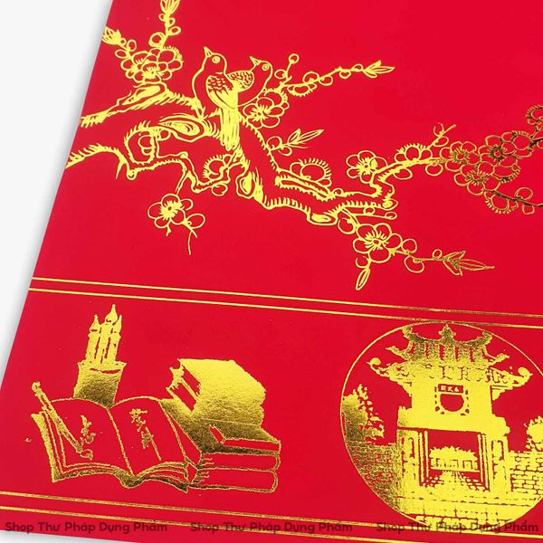 Giấy nhung đỏ, giấy đỏ viết thư pháp