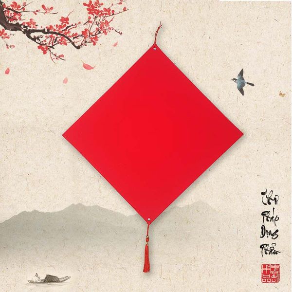 Thẻ treo đào, treo trang trí giấy nhung