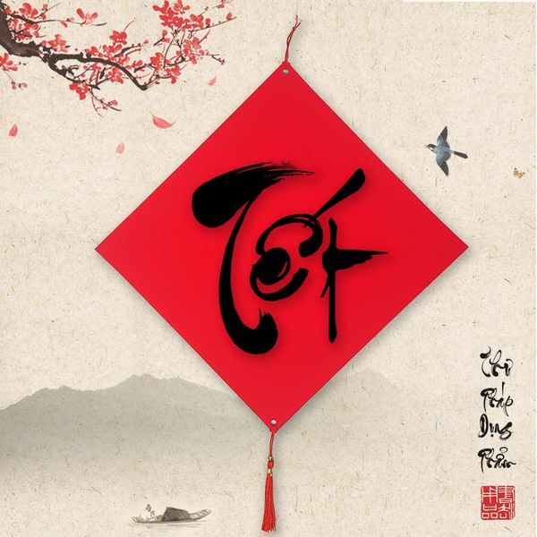 Thẻ treo đào, treo trang trí giấy nhung