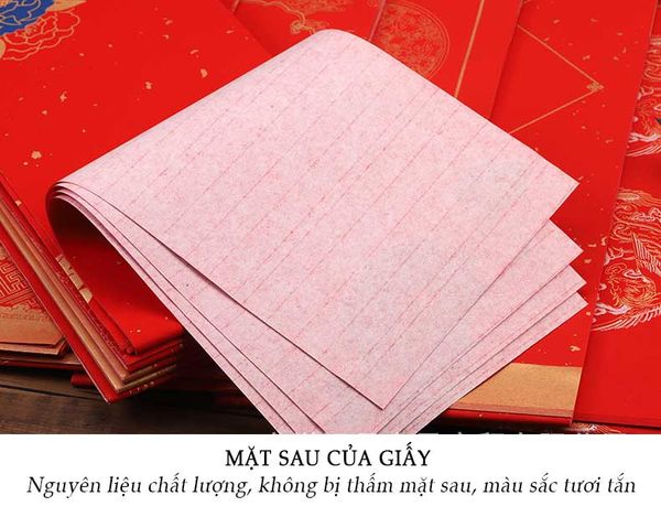 Giây đỏ viết câu đối xuyến chỉ nhuộm sáp, câu đối đỏ