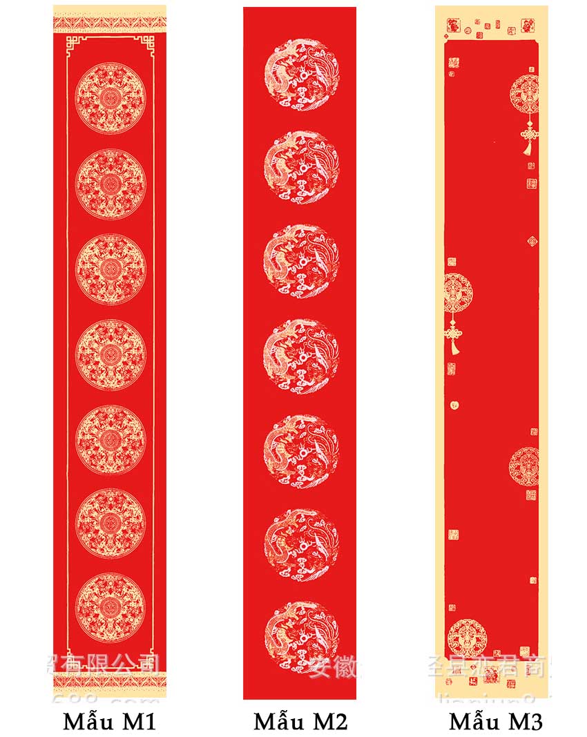 Giây đỏ viết câu đối xuyến chỉ nhuộm sáp, câu đối đỏ