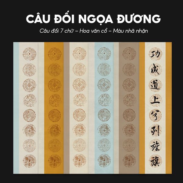 Câu đối viết thư pháp ngọa đương 7 chữ