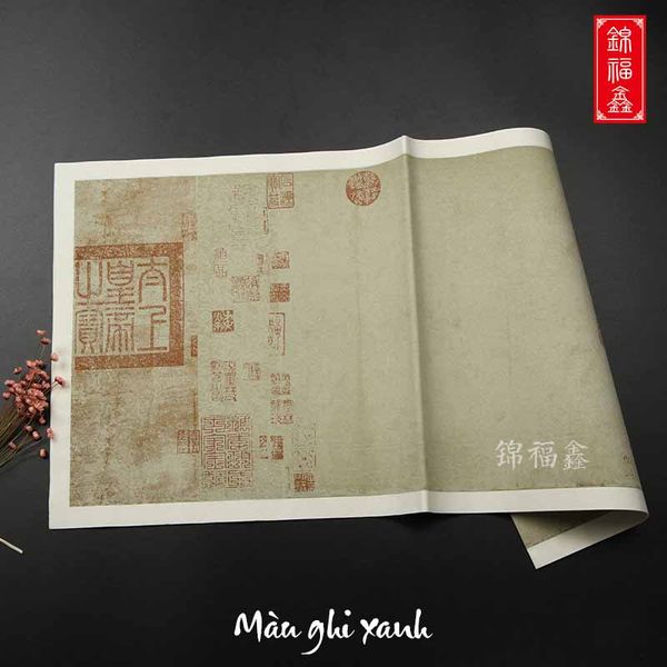 Giấy xuyến chỉ chép Lan Đình Tự, viết tác phẩm thư pháp màu ghi xanh