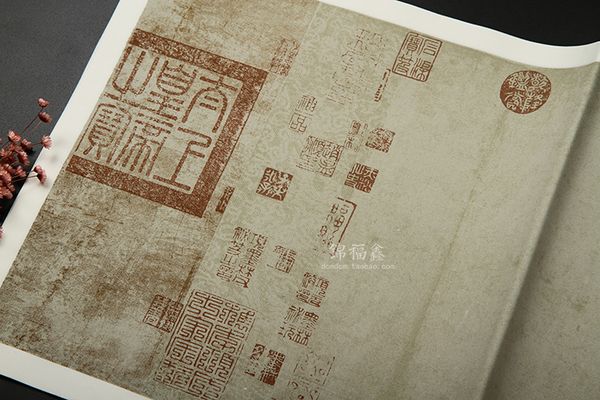 Giấy xuyến chỉ chép Lan Đình Tự, viết tác phẩm thư pháp màu xám xanh