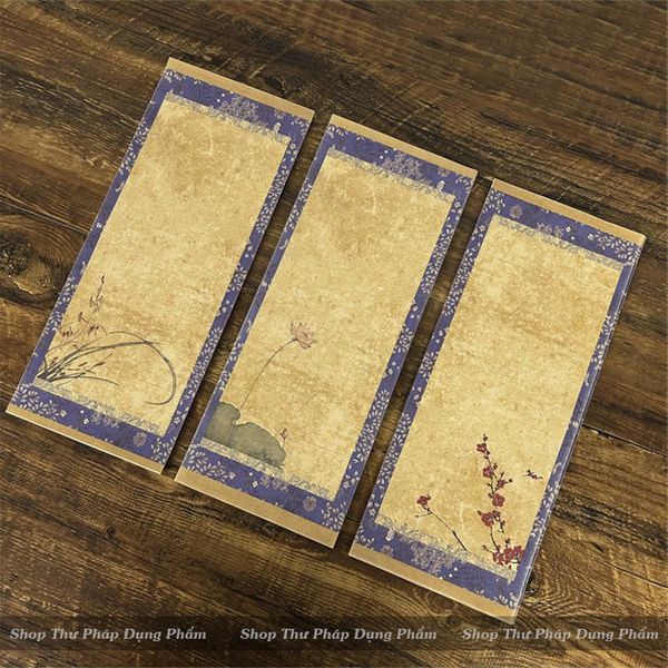 Giấy xuyến chỉ cổ nhã 14x34cm - Set 20 tờ