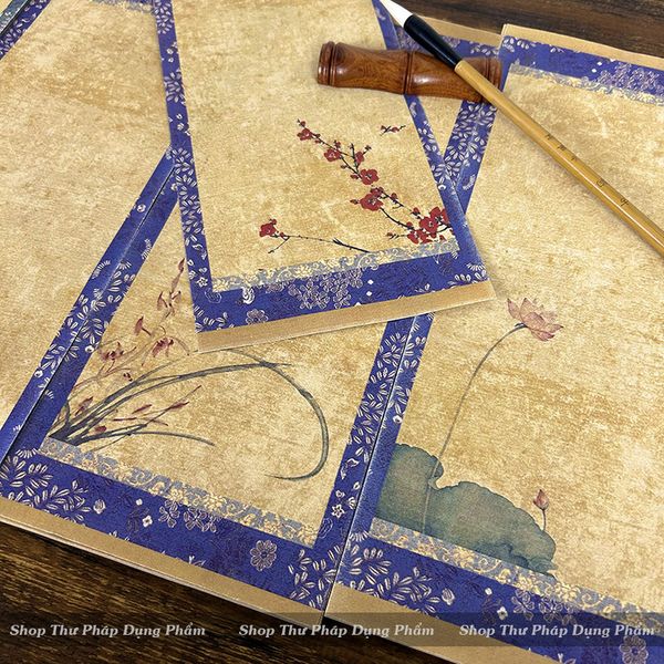 Giấy xuyến chỉ cổ nhã 14x34cm - Set 20 tờ