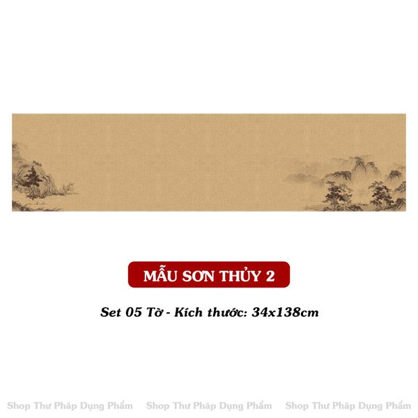 Giấy xuyến chỉ in tranh viết thư pháp 34x138cm