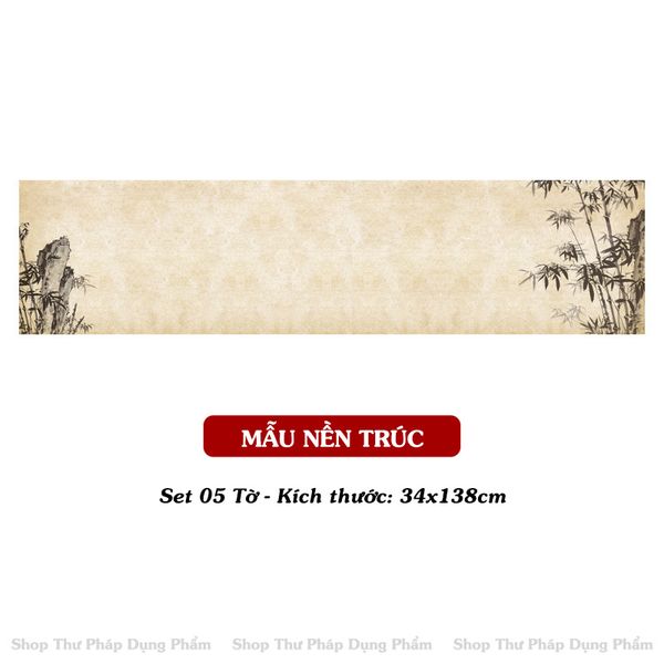 Giấy xuyến chỉ in tranh viết thư pháp 34x138cm