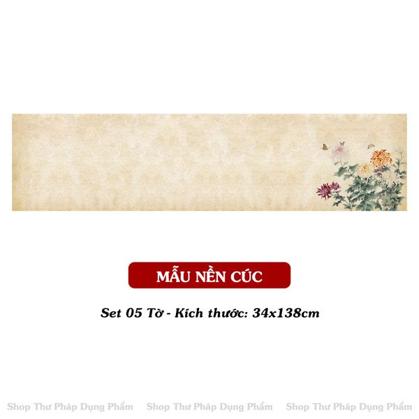 Giấy xuyến chỉ in tranh viết thư pháp 34x138cm