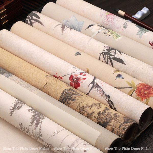 Giấy xuyến chỉ in tranh viết thư pháp 34x138cm