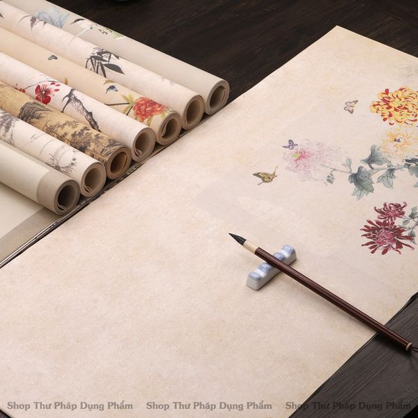Giấy xuyến chỉ in tranh viết thư pháp 34x138cm