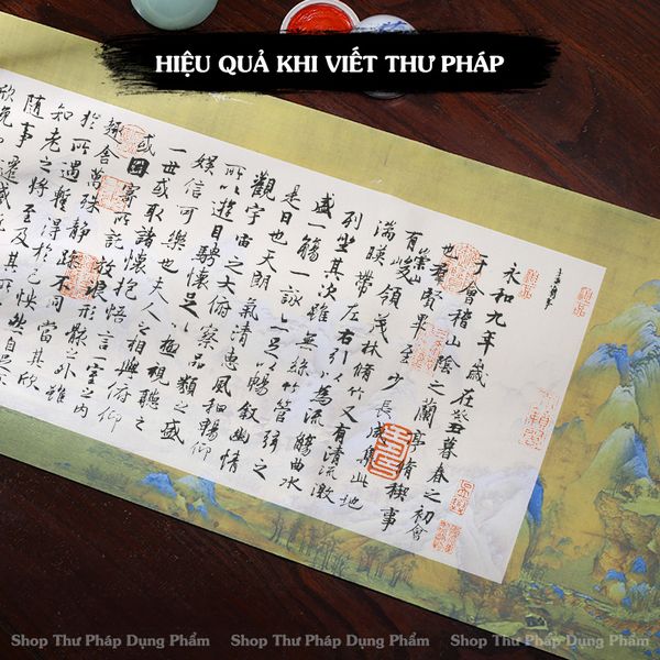 Giấy xuyến chỉ in tranh viết thư pháp 34x138cm