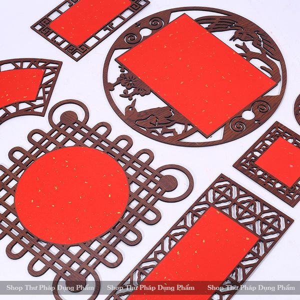 Khung tranh viết thư pháp chất liệu gỗ cao cấp giấy xuyến chỉ CHƯA viết chữ