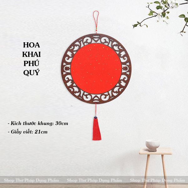 Khung tranh viết thư pháp chất liệu gỗ cao cấp giấy xuyến chỉ CHƯA viết chữ