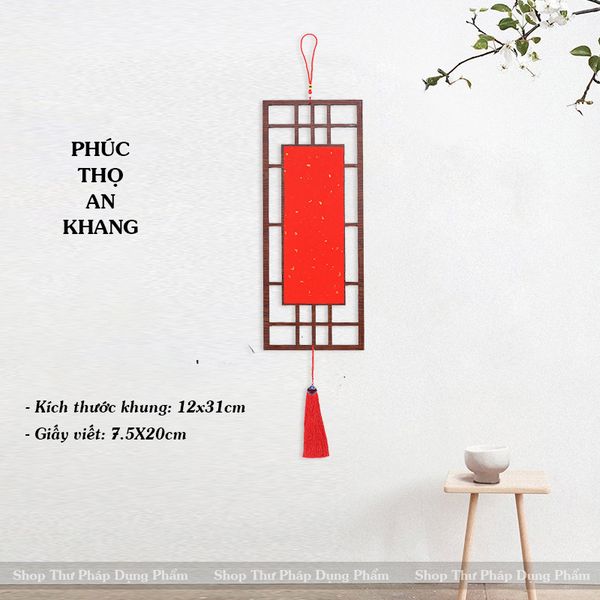 Khung tranh viết thư pháp chất liệu gỗ cao cấp giấy xuyến chỉ CHƯA viết chữ