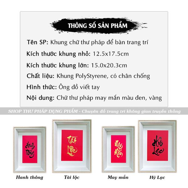 Khung tranh chữ thư pháp ông đồ viết tay trang trí để bàn