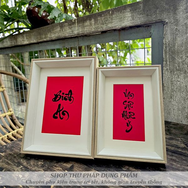 Khung tranh chữ thư pháp ông đồ viết tay trang trí để bàn