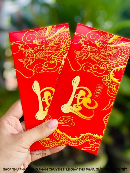 Lì xì chữ thư pháp xuân giáp thìn 2024