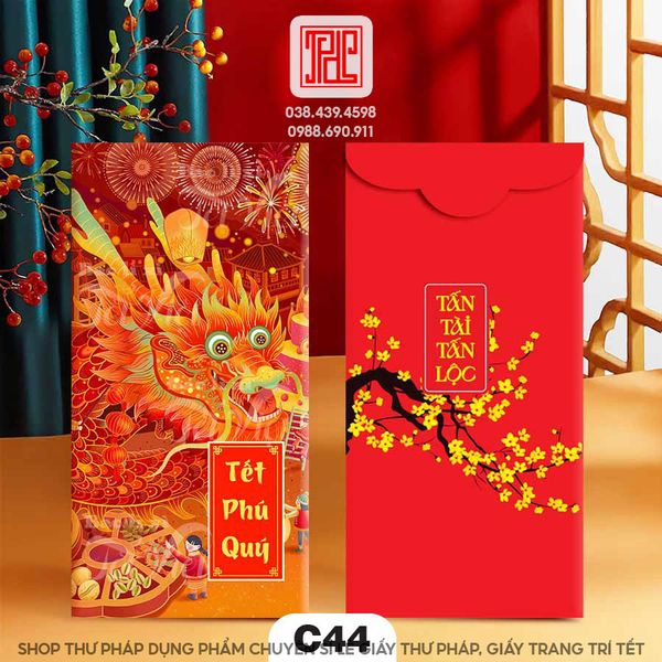 Lì xì chữ thư pháp xuân giáp thìn 2024