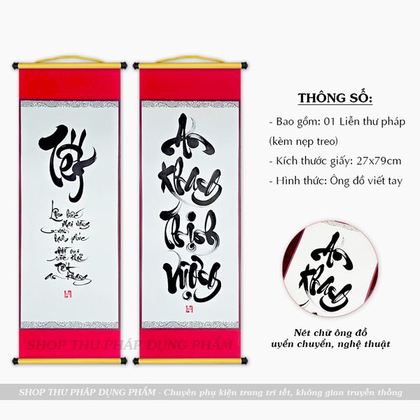 Liễn giấy thư pháp ông đồ viết tay trang trí tết decor không gian truyền thống 27x79cm