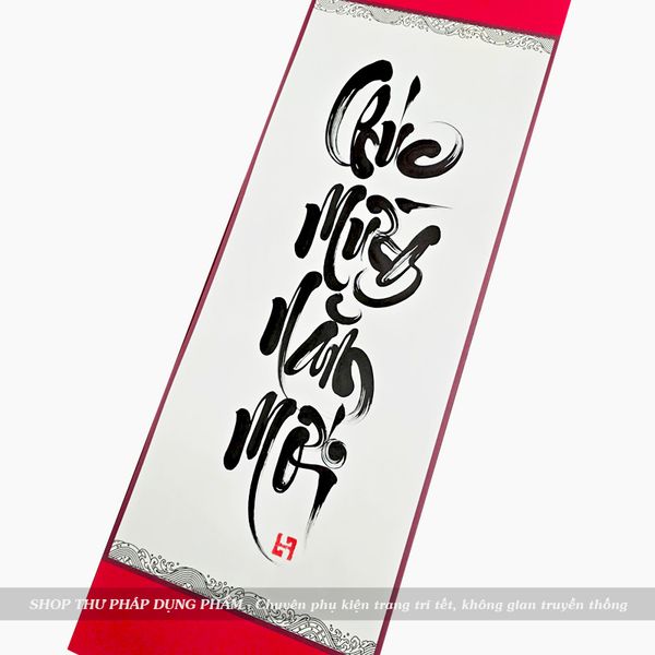 Liễn giấy thư pháp ông đồ viết tay trang trí tết decor không gian truyền thống 27x79cm