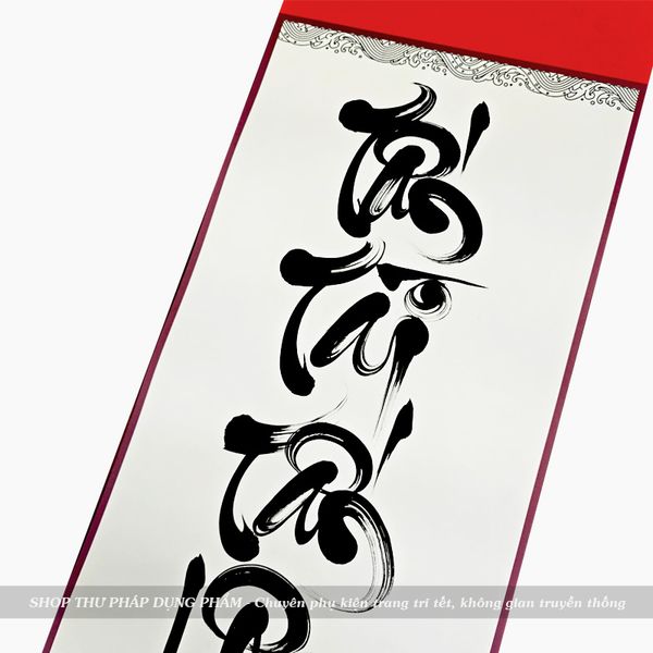 Liễn giấy thư pháp ông đồ viết tay trang trí tết decor không gian truyền thống 27x79cm