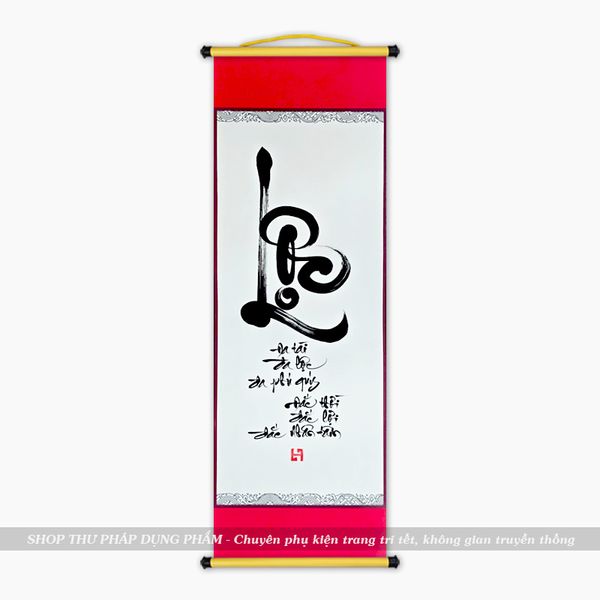 Liễn giấy thư pháp ông đồ viết tay trang trí tết decor không gian truyền thống 27x79cm