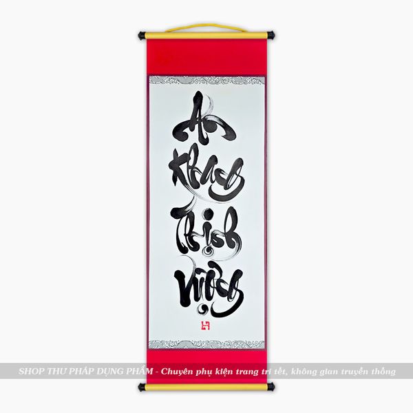 Liễn giấy thư pháp ông đồ viết tay trang trí tết decor không gian truyền thống 27x79cm