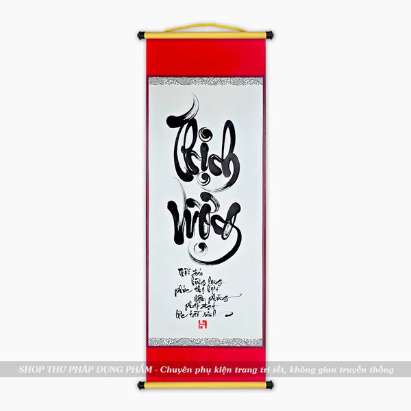 Liễn giấy thư pháp ông đồ viết tay trang trí tết decor không gian truyền thống 27x79cm