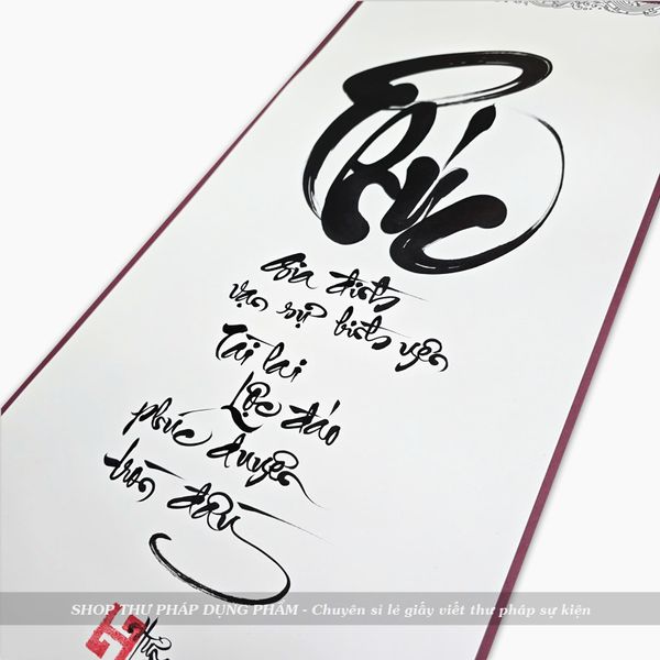 Liễn giấy mỹ thuật ốp ganh 27x79cm in đỏ 2 đầu không in tranh