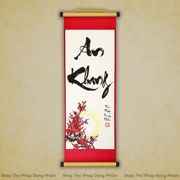 Giấy ốp, liễn giấy in tranh viết thư pháp 27x79 cm M02