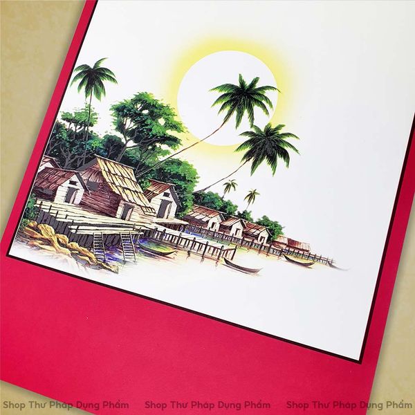 Giấy ốp, liễn giấy in tranh viết thư pháp 27x79 cm M02