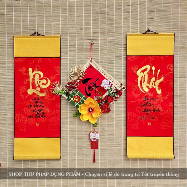 Tranh thư pháp trang trí tết ông đồ viết tay chữ tài lộc may mắn trang trí nhà cửa đón xuân 30x80cm