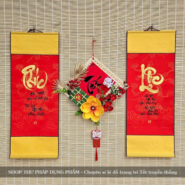 Tranh thư pháp trang trí tết ông đồ viết tay chữ tài lộc may mắn trang trí nhà cửa đón xuân 30x80cm