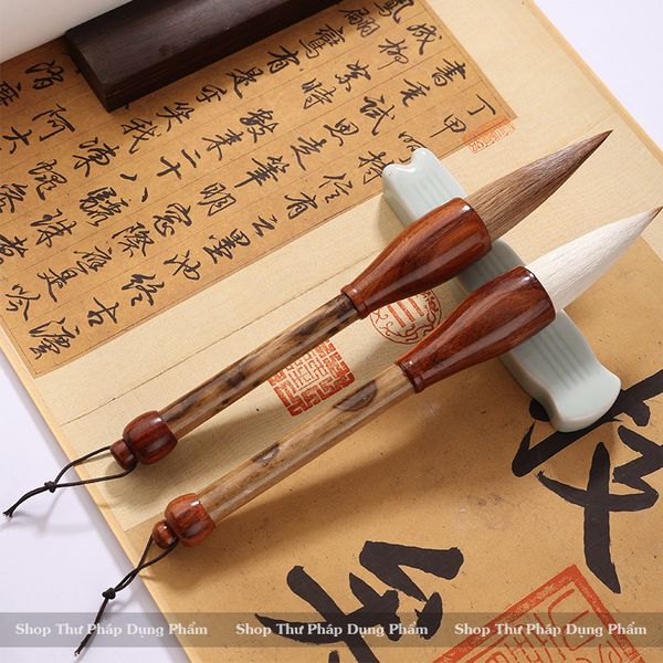 Bút lông cán ngắn trúc đẩu bút viết thư pháp đại tự câu đối