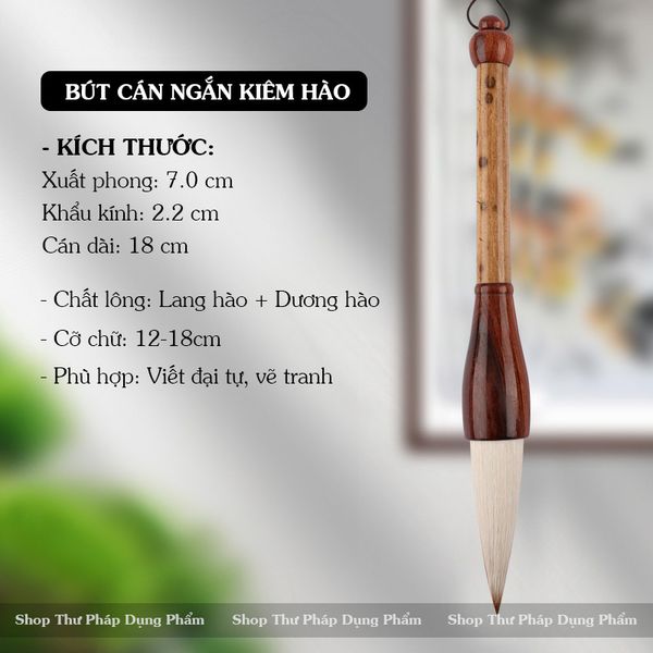 Bút lông cán ngắn trúc đẩu bút viết thư pháp đại tự câu đối