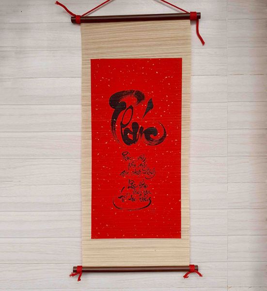 Mành tre viết thư pháp 30x70cm