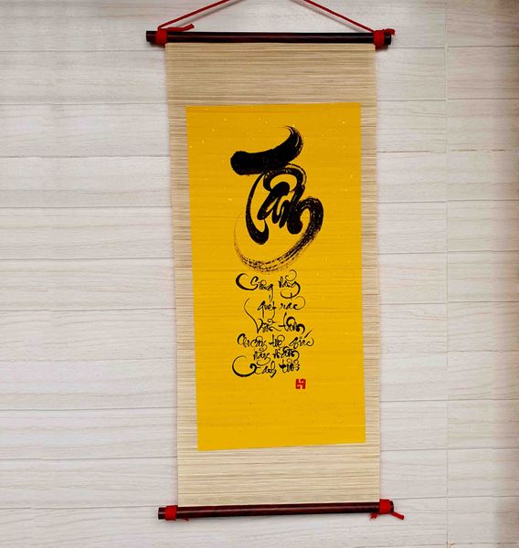 Mành tre viết thư pháp 30x70cm